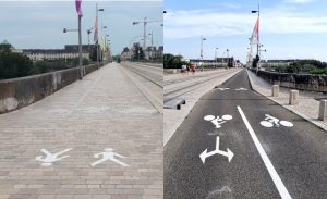 Pont Wilson à Tours : enfin de la place pour les piétons et pour les cyclistes